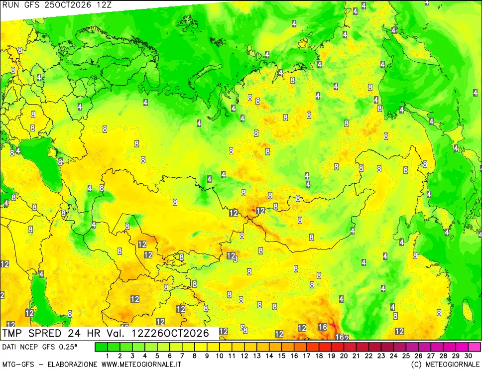 mappa Dif. TMax-TMin 24 ore