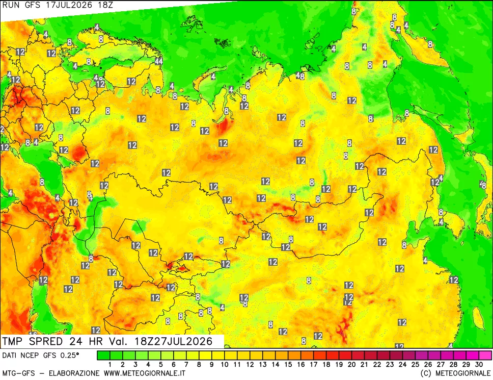 mappa Differenza TMax-TMin 24 ore
