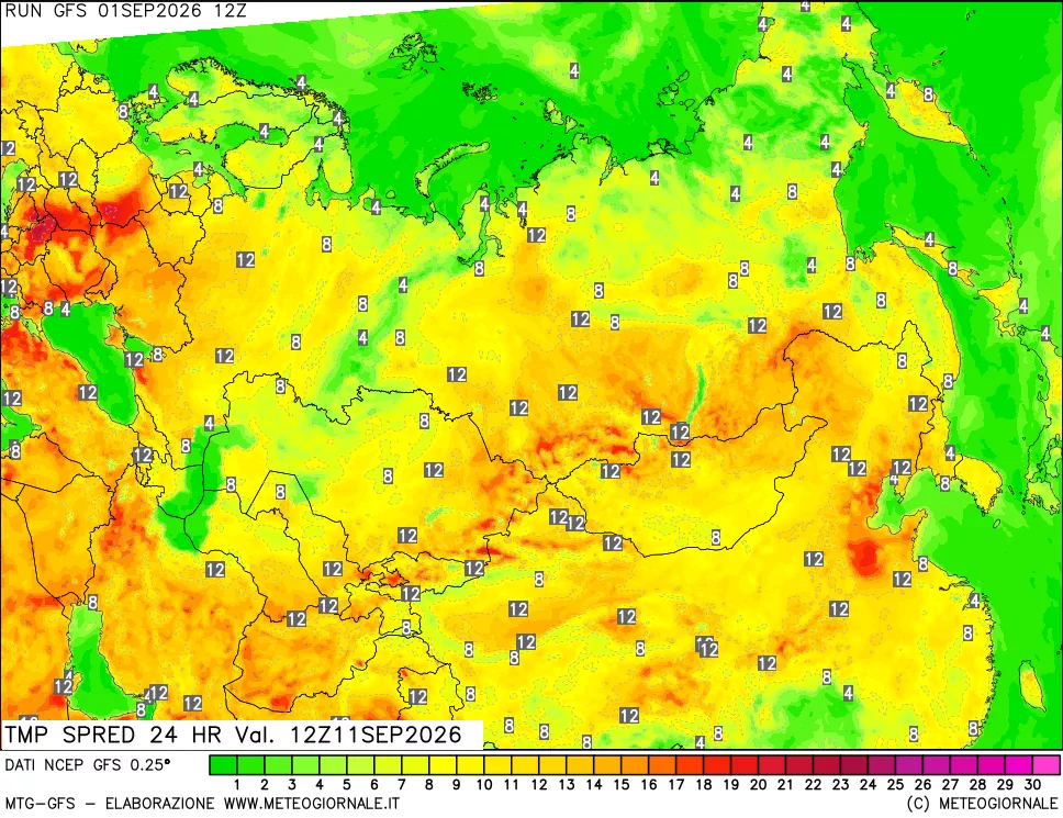 mappa Dif. TMax-TMin 24 ore