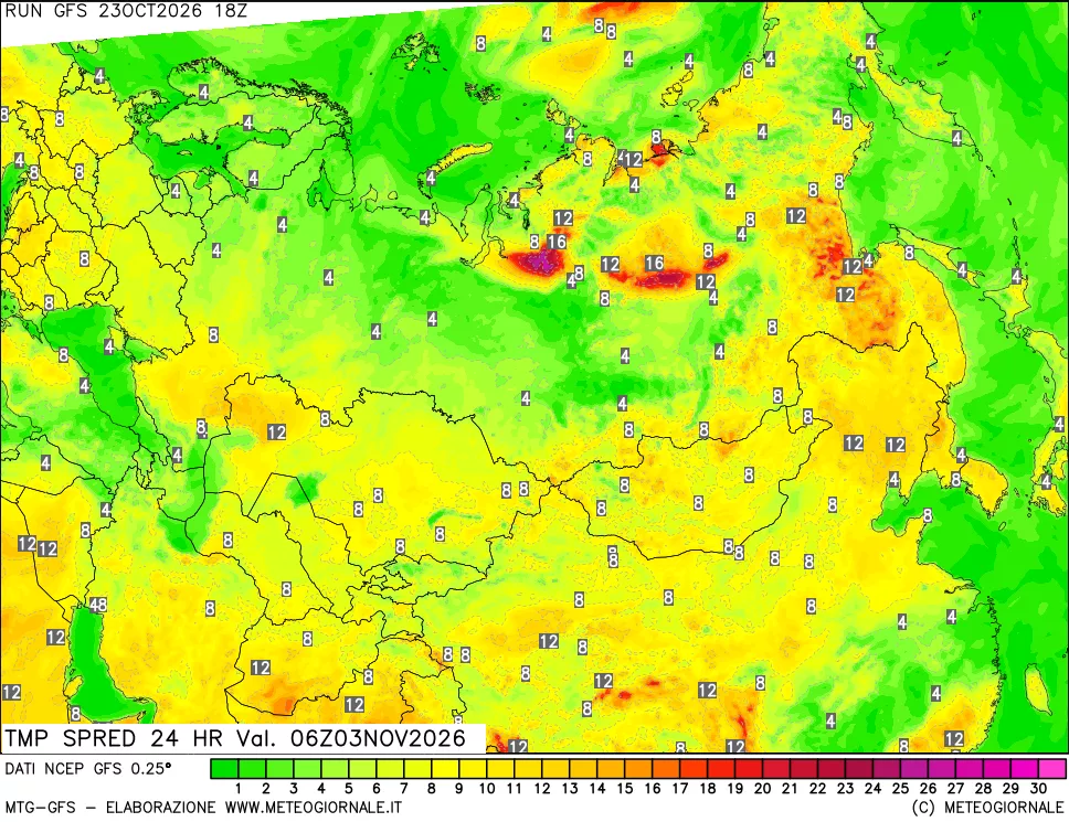 mappa Differenza TMax-TMin 24 ore