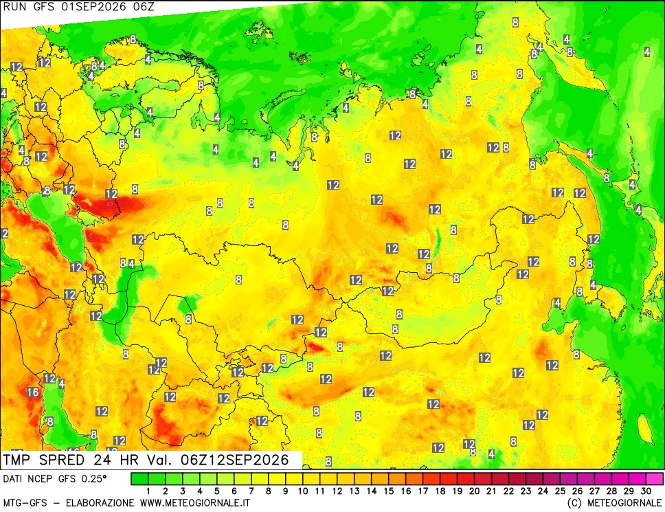 mappa Differenza TMax-TMin 24 ore