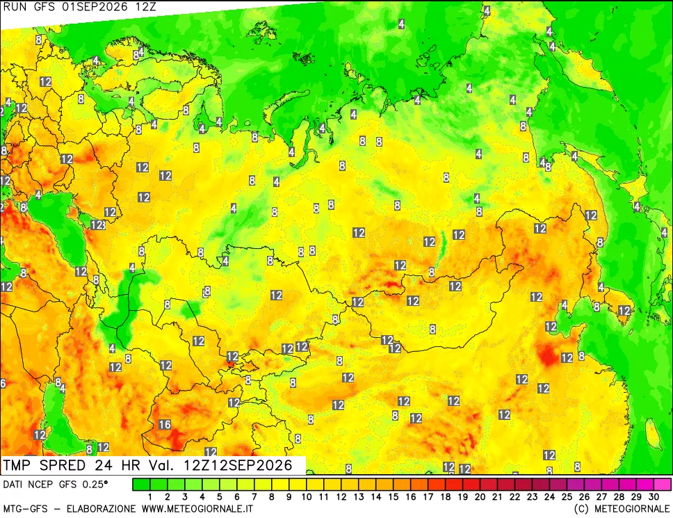 mappa Dif. TMax-TMin 24 ore