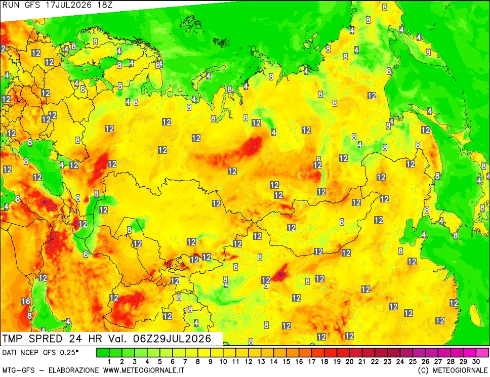 mappa Dif. TMax-TMin 24 ore