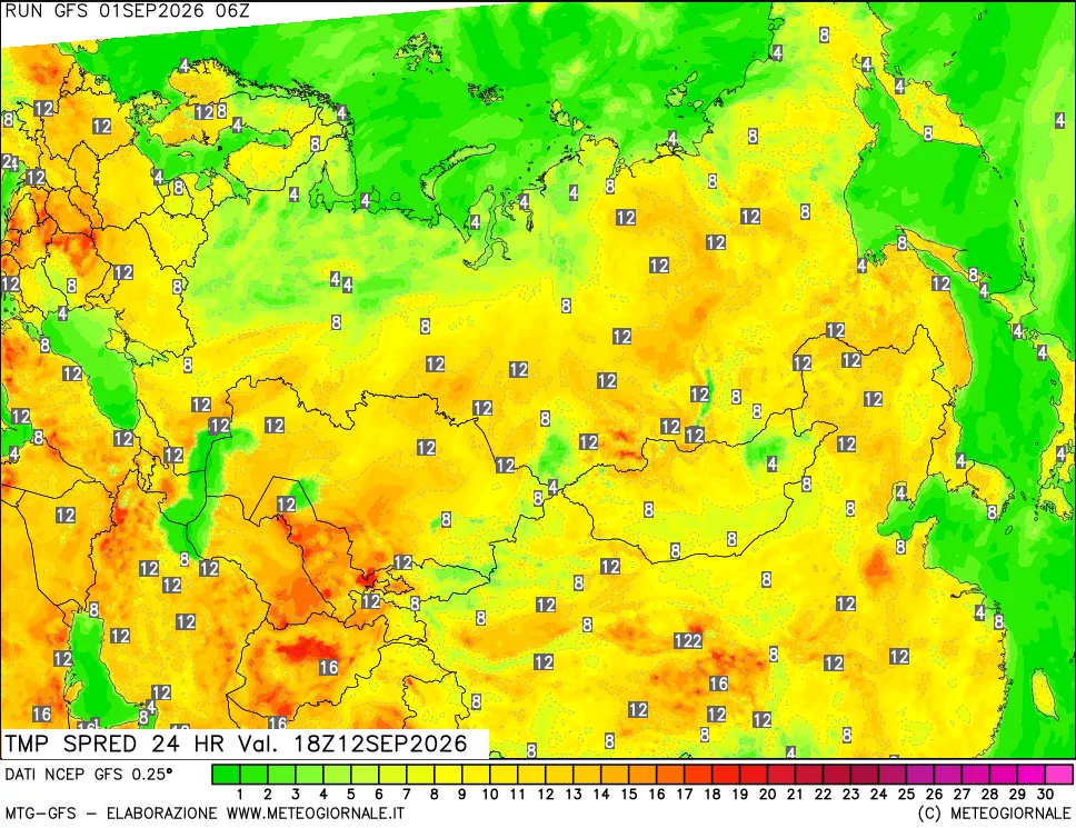 mappa Differenza TMax-TMin 24 ore