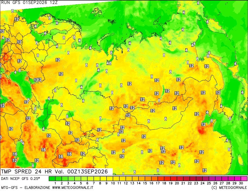 mappa Dif. TMax-TMin 24 ore