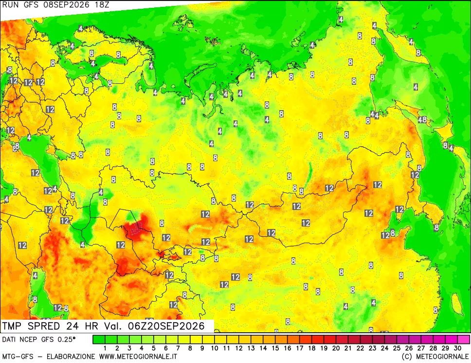 mappa Differenza TMax-TMin 24 ore