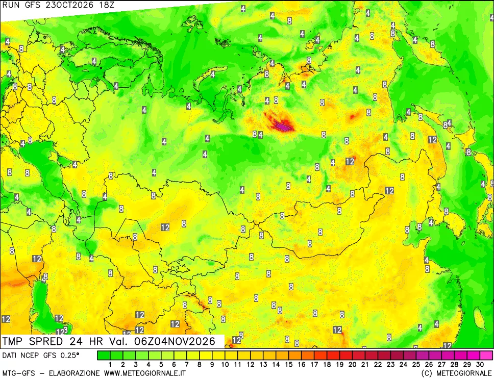 mappa Dif. TMax-TMin 24 ore