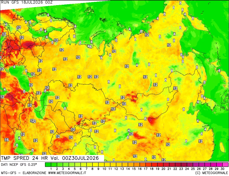 mappa Differenza TMax-TMin 24 ore