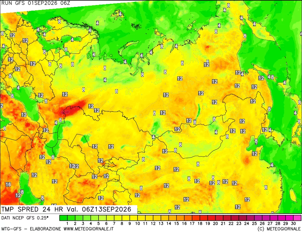 mappa Differenza TMax-TMin 24 ore