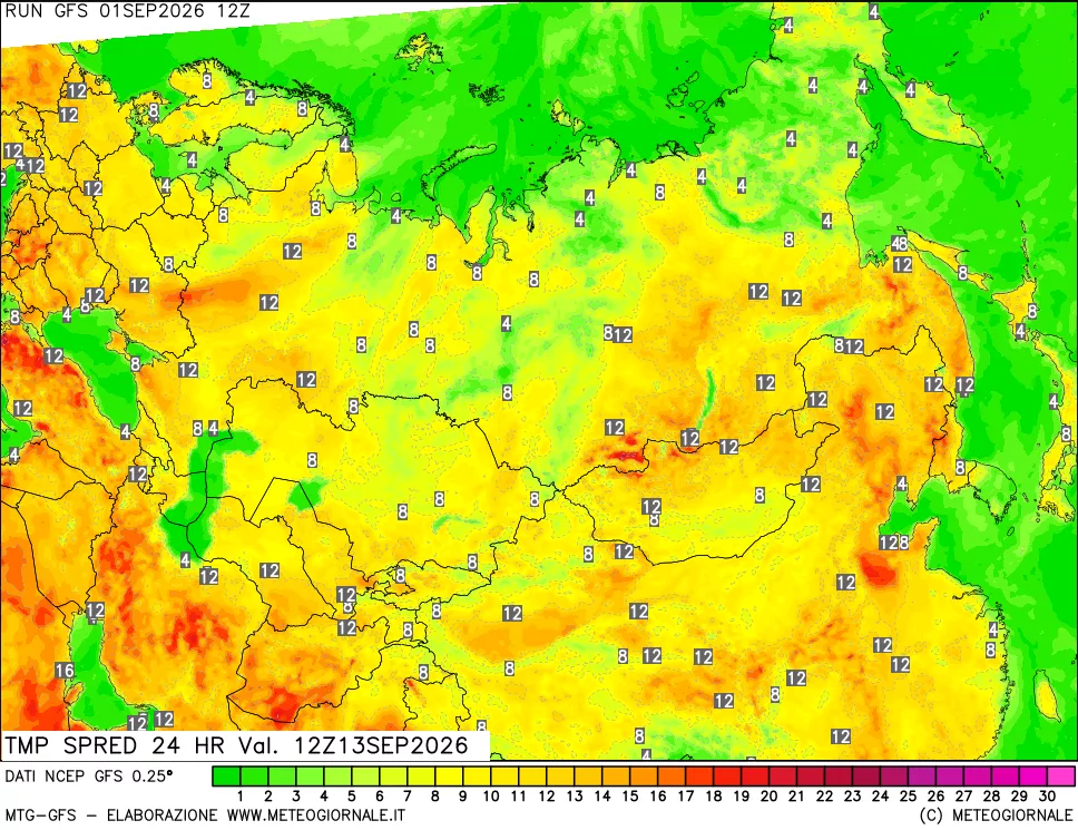 mappa Dif. TMax-TMin 24 ore