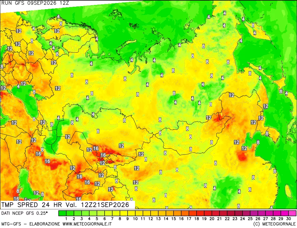 mappa Dif. TMax-TMin 24 ore