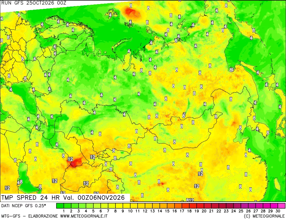 mappa Differenza TMax-TMin 24 ore
