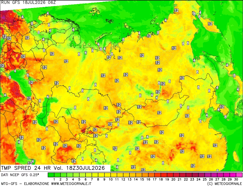 mappa Differenza TMax-TMin 24 ore