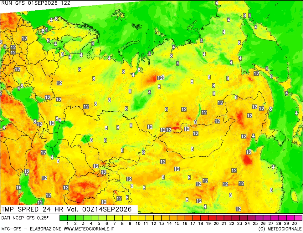 mappa Differenza TMax-TMin 24 ore