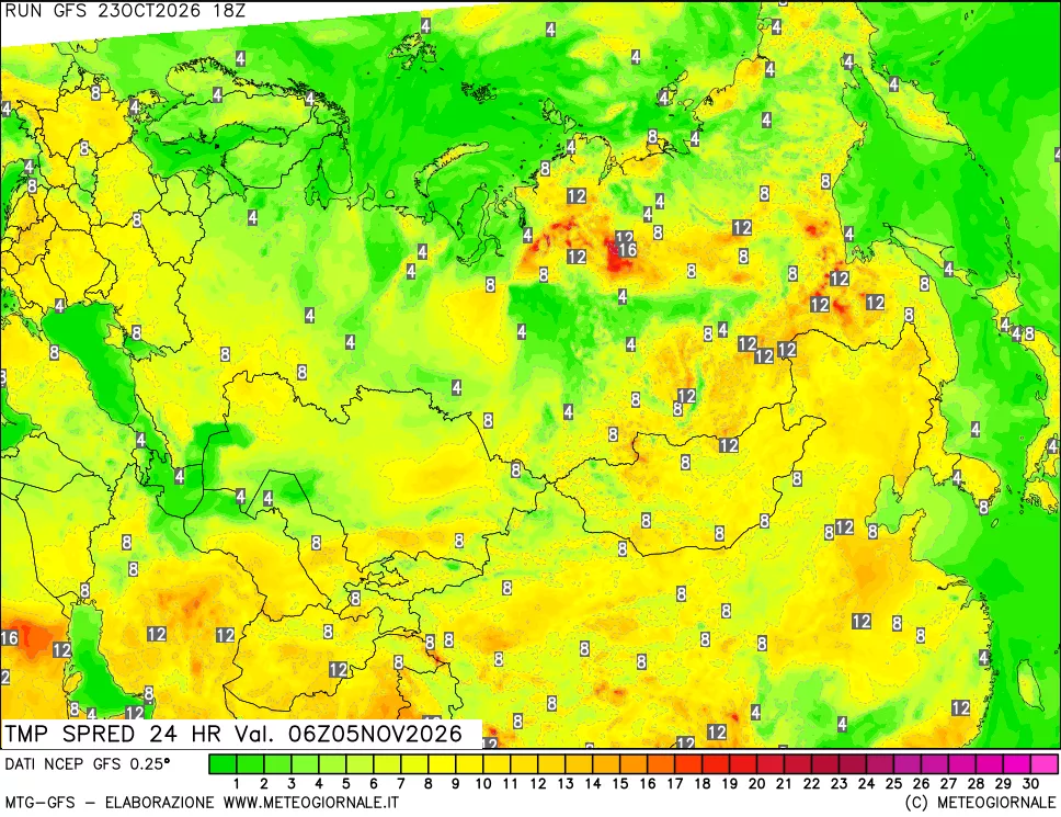 mappa Dif. TMax-TMin 24 ore