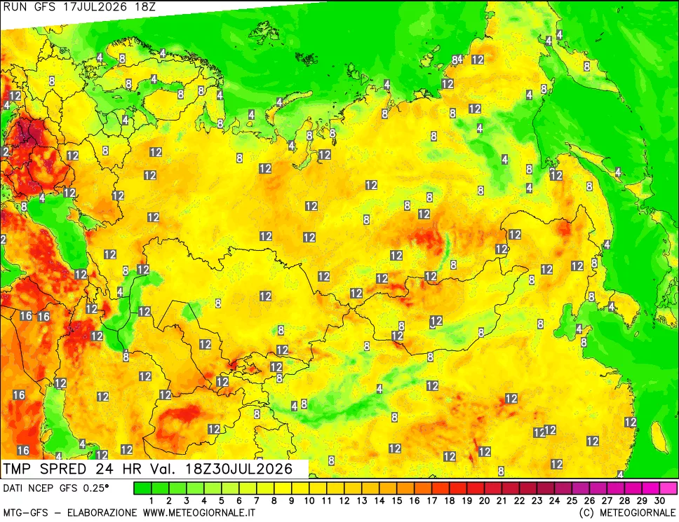 mappa Differenza TMax-TMin 24 ore