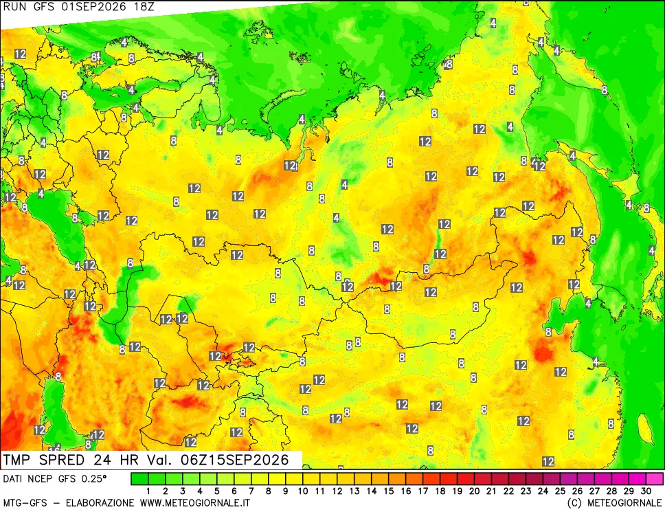 mappa Dif. TMax-TMin 24 ore