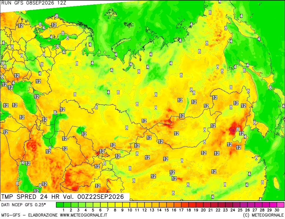mappa Differenza TMax-TMin 24 ore
