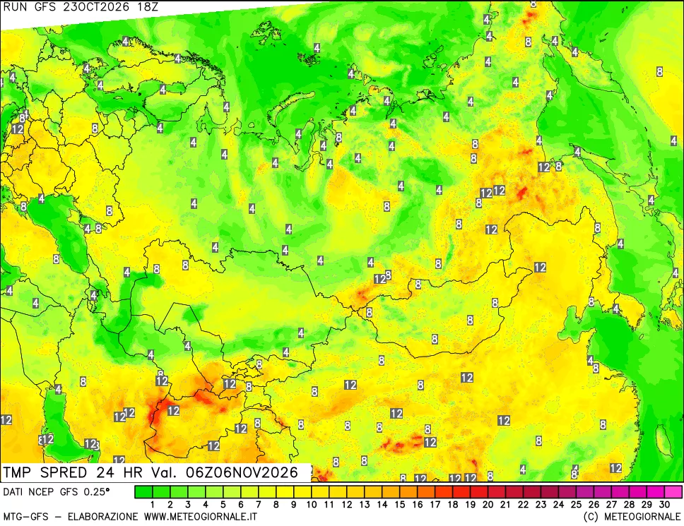 mappa Dif. TMax-TMin 24 ore