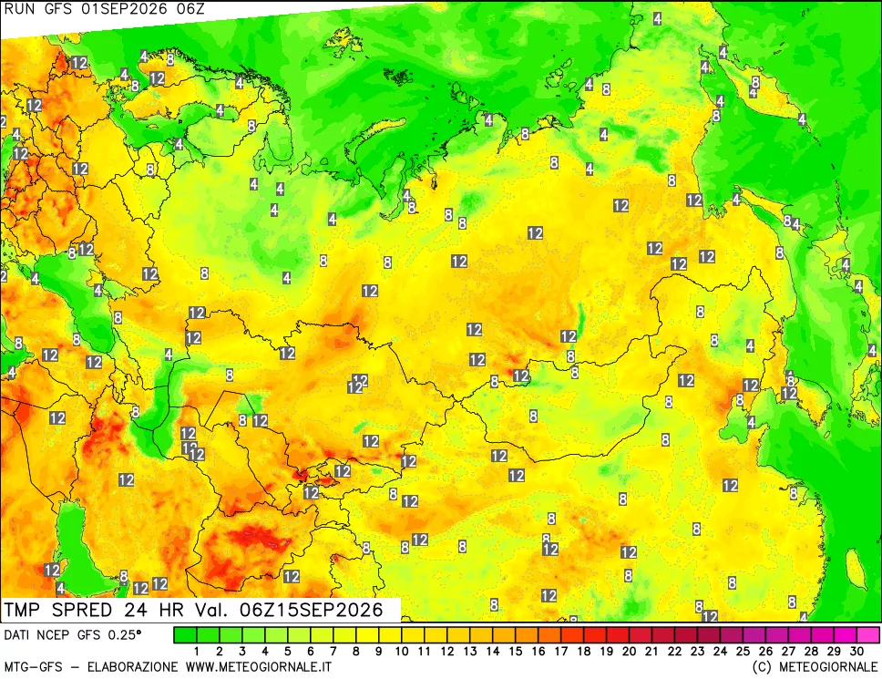 mappa Differenza TMax-TMin 24 ore