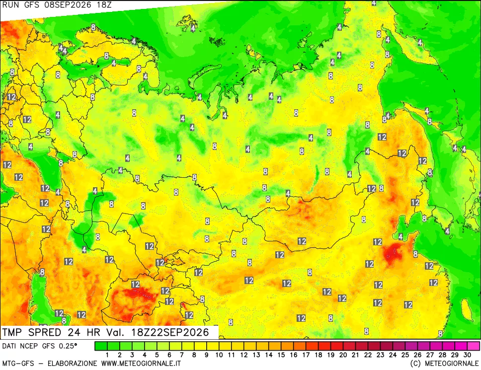 mappa Dif. TMax-TMin 24 ore