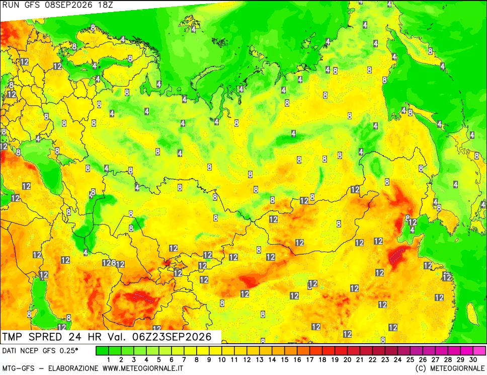 mappa Differenza TMax-TMin 24 ore