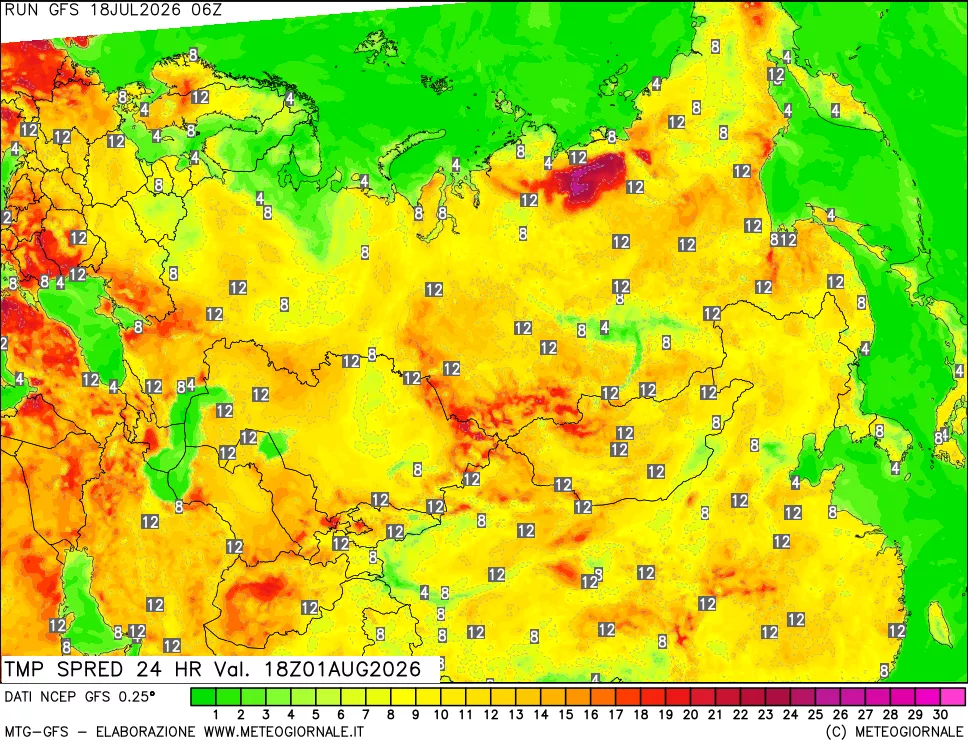 mappa Dif. TMax-TMin 24 ore