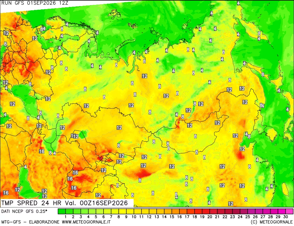 mappa Dif. TMax-TMin 24 ore