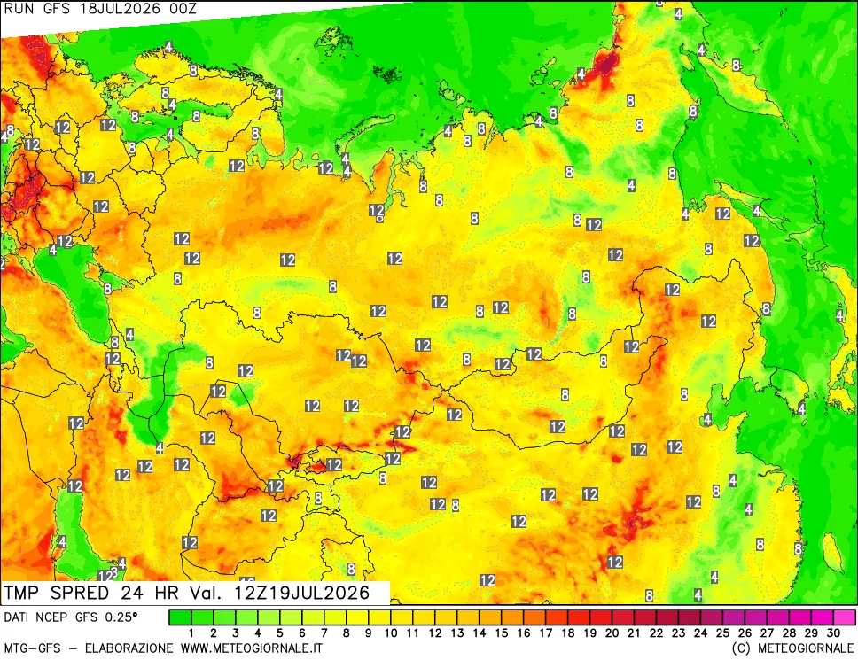 mappa Dif. TMax-TMin 24 ore
