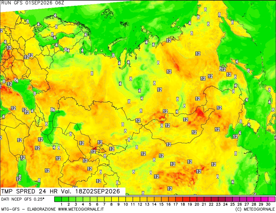 mappa Differenza TMax-TMin 24 ore