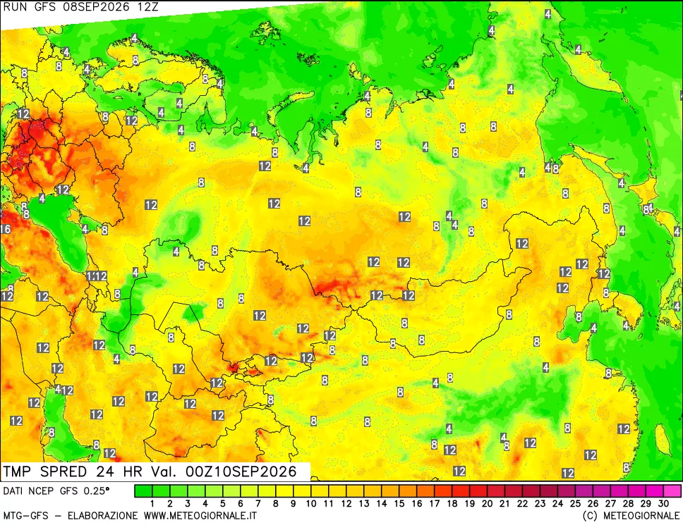 mappa Differenza TMax-TMin 24 ore