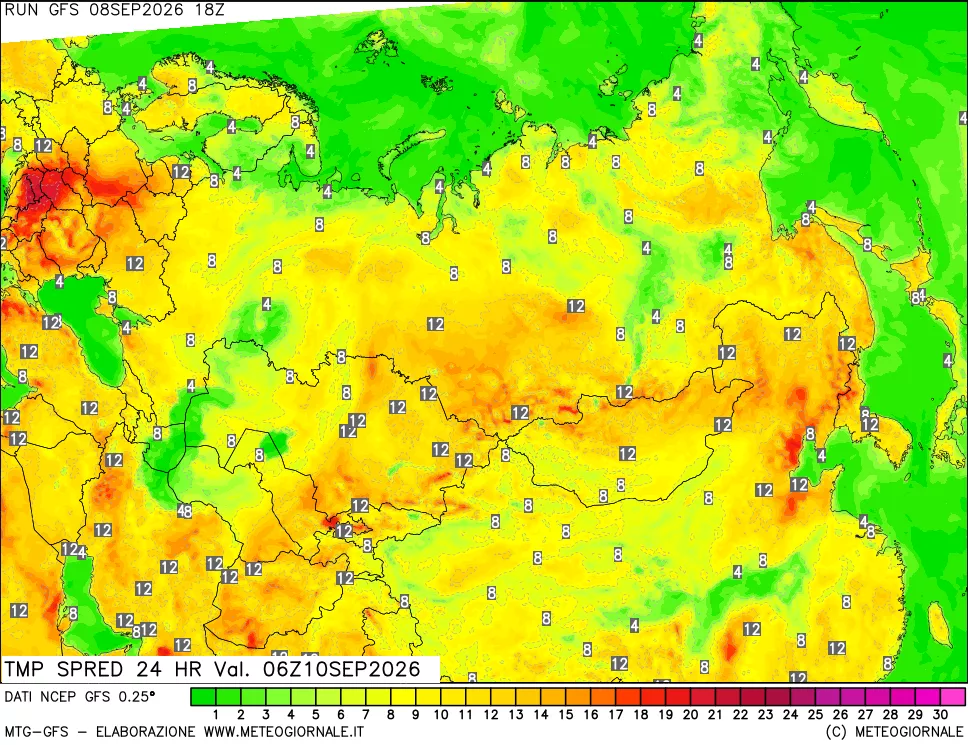 mappa Dif. TMax-TMin 24 ore