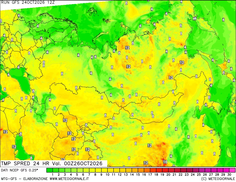 mappa Dif. TMax-TMin 24 ore