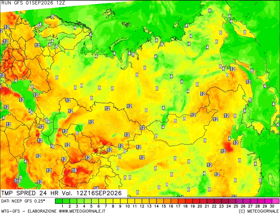 mappa Dif. TMax-TMin 24 ore