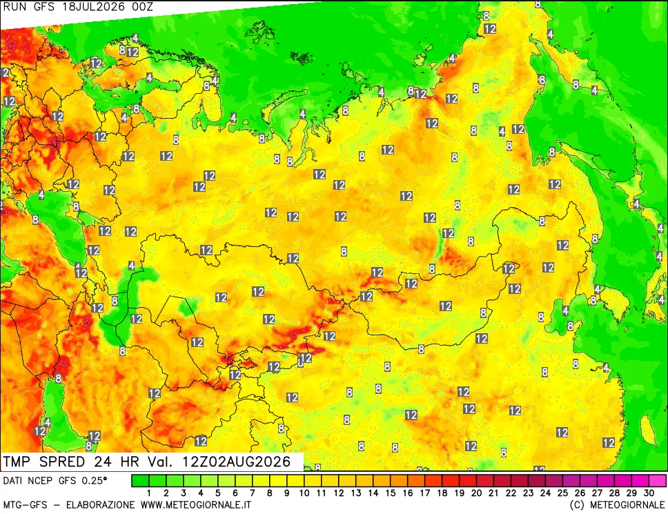 mappa Differenza TMax-TMin 24 ore