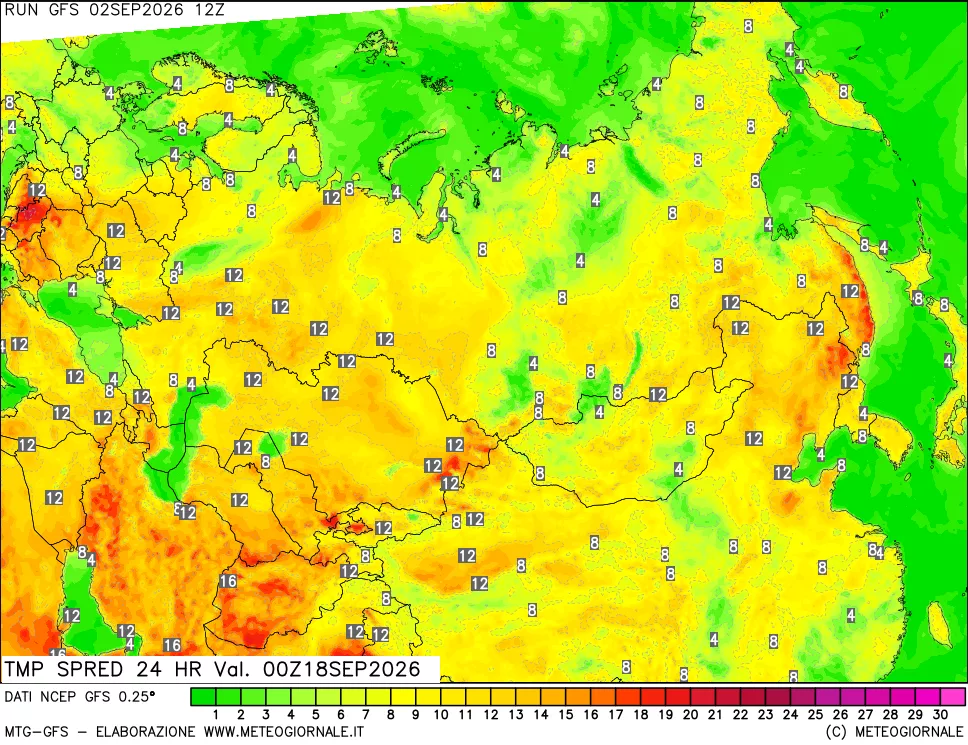mappa Dif. TMax-TMin 24 ore