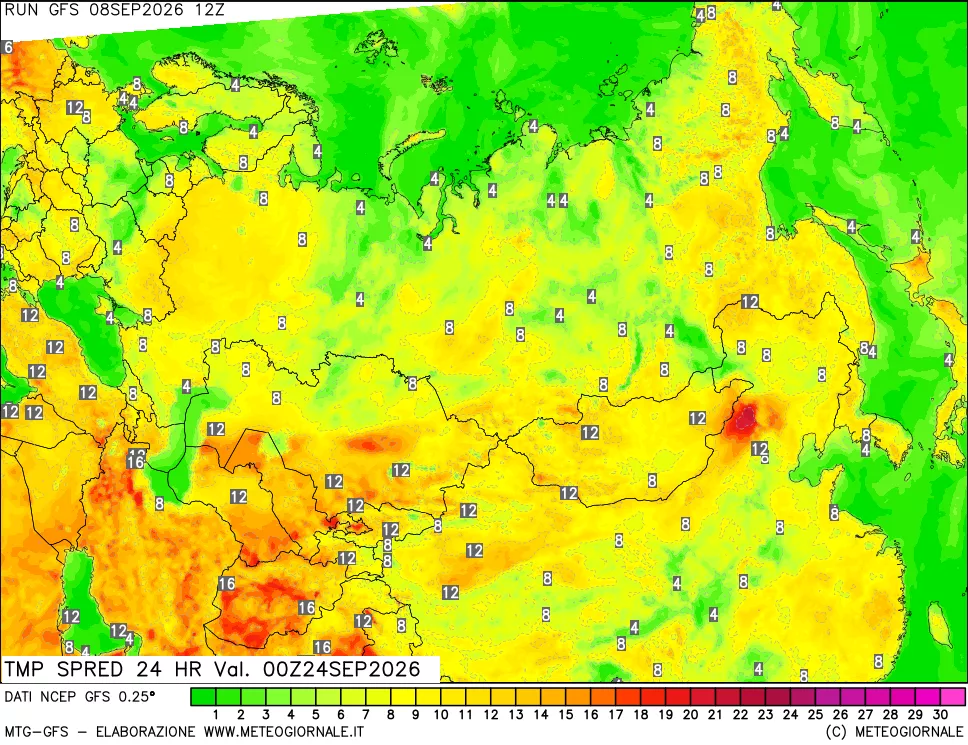mappa Dif. TMax-TMin 24 ore