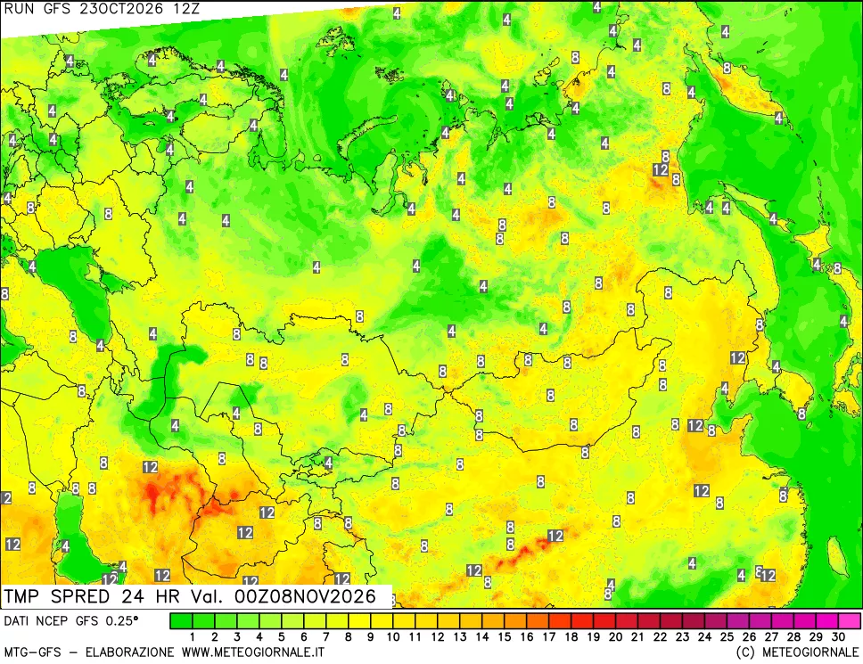 mappa Dif. TMax-TMin 24 ore