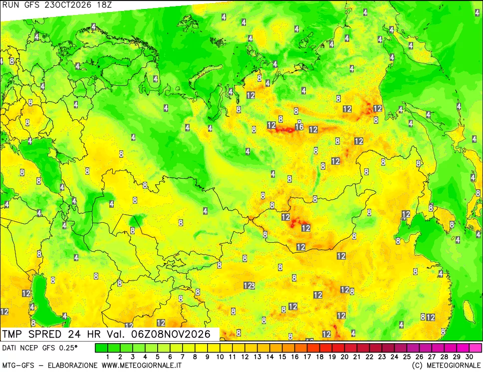 mappa Dif. TMax-TMin 24 ore