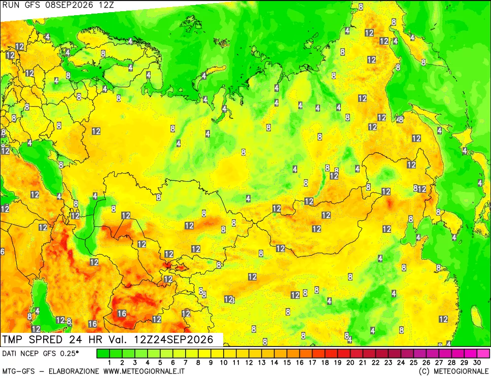 mappa Differenza TMax-TMin 24 ore