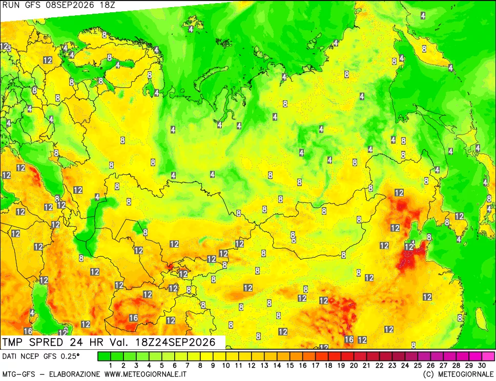 mappa Dif. TMax-TMin 24 ore