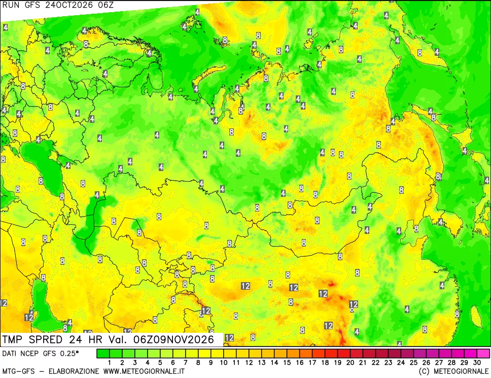 mappa Dif. TMax-TMin 24 ore