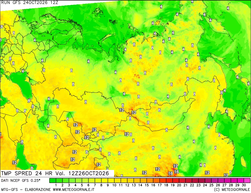 mappa Differenza TMax-TMin 24 ore