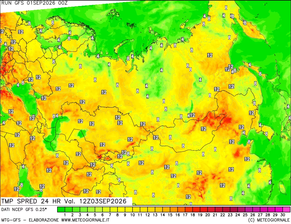 mappa Dif. TMax-TMin 24 ore