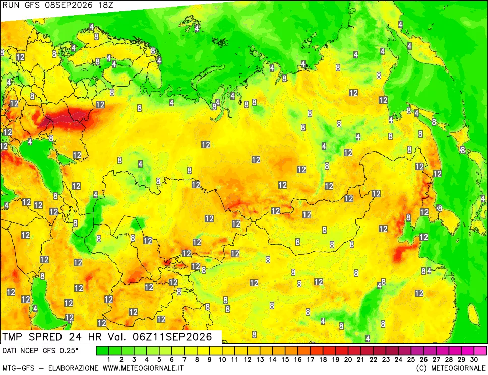 mappa Dif. TMax-TMin 24 ore