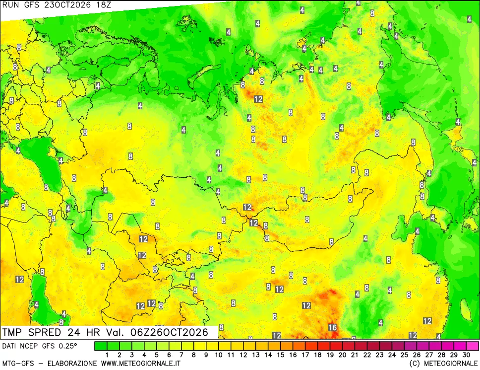 mappa Differenza TMax-TMin 24 ore
