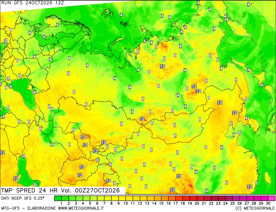 mappa Dif. TMax-TMin 24 ore