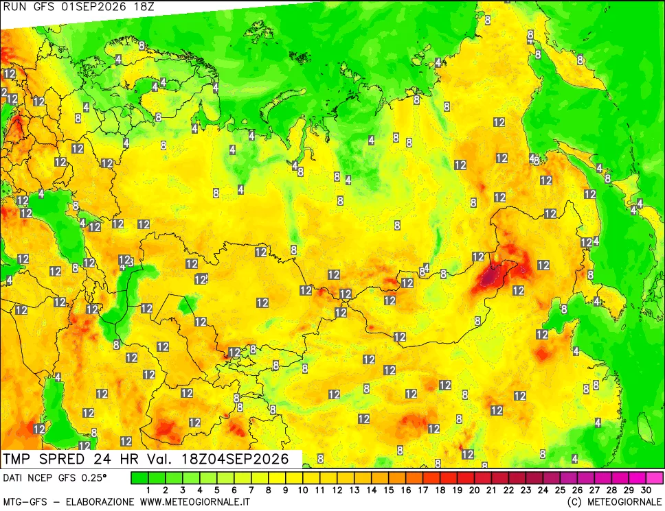 mappa Differenza TMax-TMin 24 ore