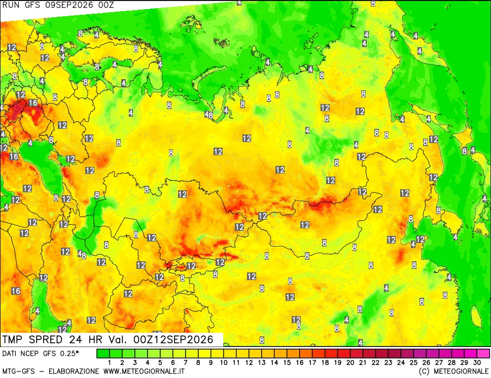 mappa Dif. TMax-TMin 24 ore