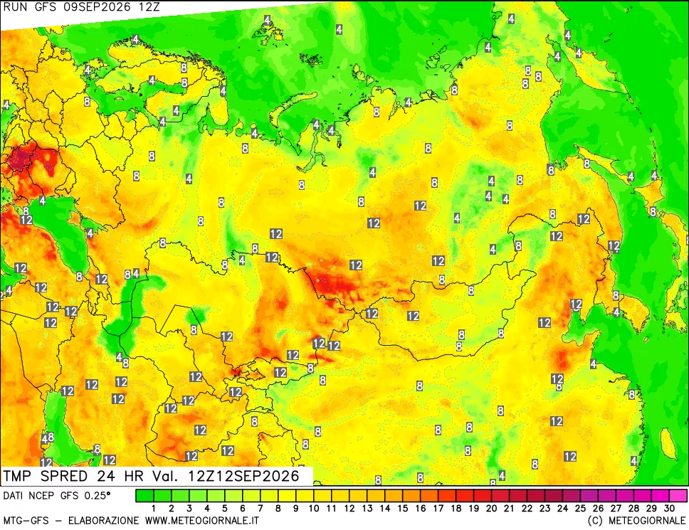 mappa Differenza TMax-TMin 24 ore
